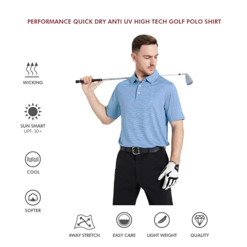 Golf Shirts for Men Dry Fit Short Sleeve Print Performance Moisture Wicking Polo Shirt