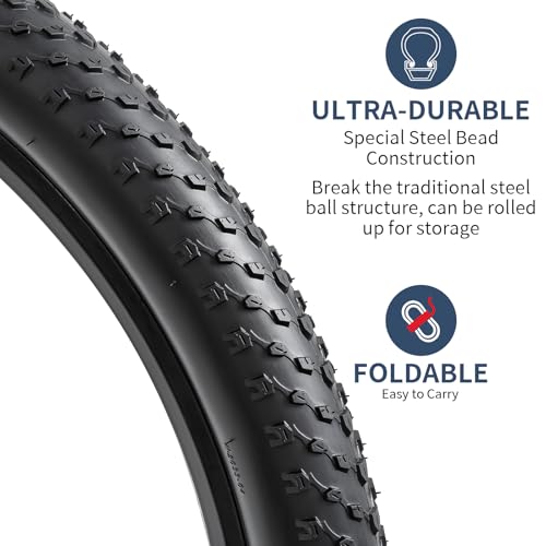 2 Pack 26x2.40 Mountain Bike Tires - Replacement MTB Tires 26 Inch
