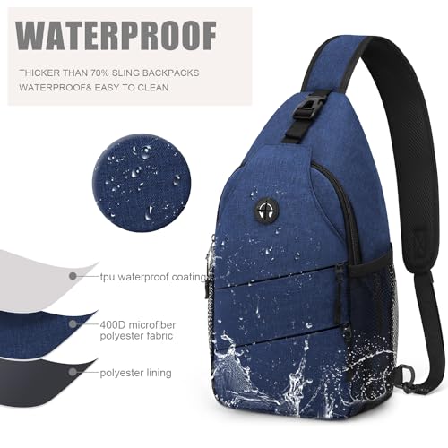 Medium Blue Crossbody Bag for Women Men Convertible Shoulder Sling Backpack