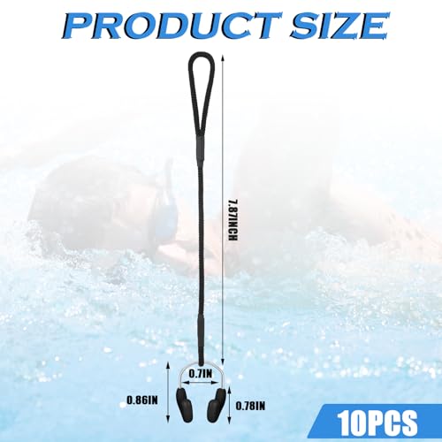 Hiboom 10 Pcs Silicone Swimming Nose Plugs with Strap - Black
