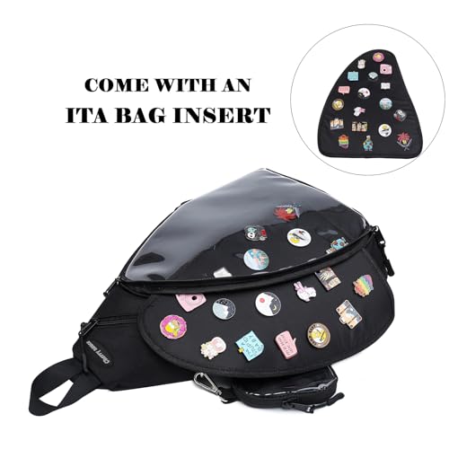 Oxford Ita Bag Kawaii Pin Display Chest Pack Single Shoulder Bag Sport Backpack Hiking Daypack, Medium