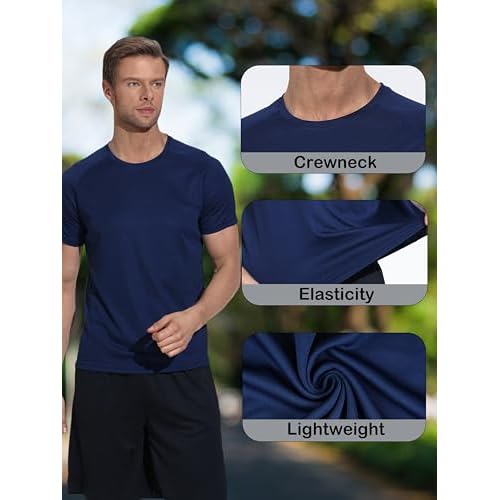 3&5 Pack Mens Athletic Shirts Performance Dry Fit Workout Gym Running Short Sleeve T-Shirt Moisture Wicking