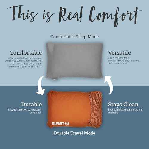 Klymit Drift Camping Pillow, Shredded Memory Foam Travel Pillow with Reversible Cover for Outdoor Use, Green, Large