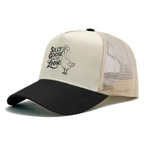 Funny Goose Hat Silly Goose On The Loose Trucker Hat Women Vintage Mesh Cap for Summer
