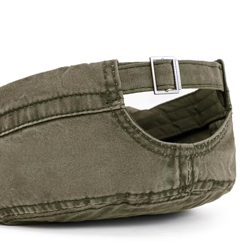 Malaxlx Military Cadet Army Cap for Men Women ? Washed Cotton Vintage Adjustable Flat Top Hat