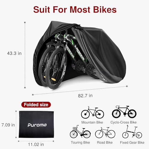 Puroma Waterproof Bike Cover for 1-3 Bikes - Black 190T XXXL Size