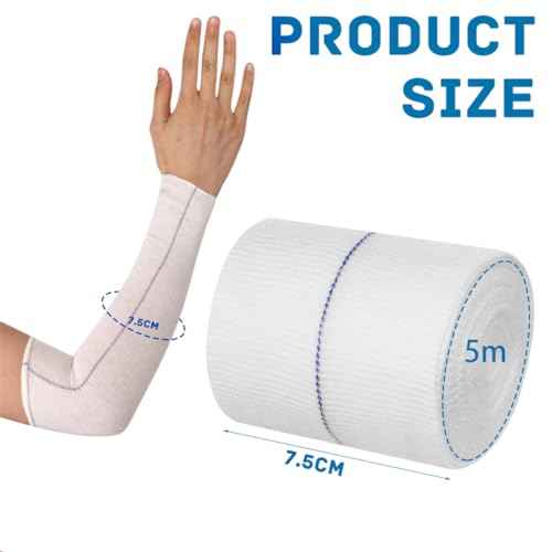 Tubular Bandage Cast Sleeve Roll Comfortable Cast Stockinette Tubular Arm Stocking for Prewrap Under or Over Cast Bandages (7.5cm x 5m)
