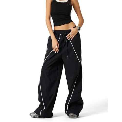 Aelfric Eden Mens Parachute Pants Cool Lines Wide Leg Baggy Y2K Unisex Jogger Casual Sweatpants Track Cargo Pants Streetwear