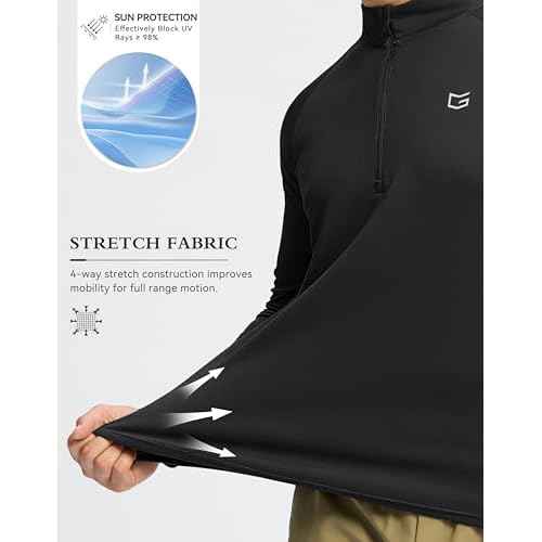 G Gradual Men's Running Shirts Long Sleeve Athletic Shirt Lightweight Quick Dry Quarter Zip Pullover for Men Workout Gym Golf