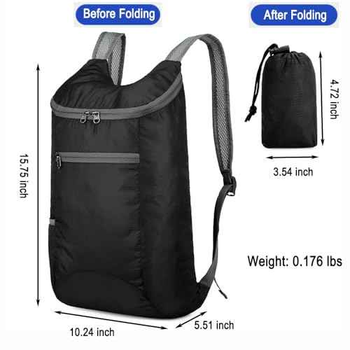 Foldable Backpack,Climbing Bag, Hiking Daypack,20L Lightweight Waterproof Travel Packable Rucksack for Men and Women