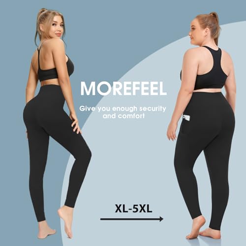 Plus Size Leggings for Women with Pockets Full Length Black XL-5XL Yoga Pants