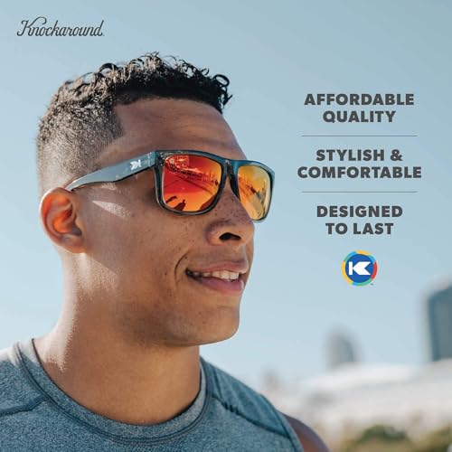 Polarized Sunglasses for Men & Women - Large Torrey Pines Style, UV400, Clear Grey / Red Sunset
