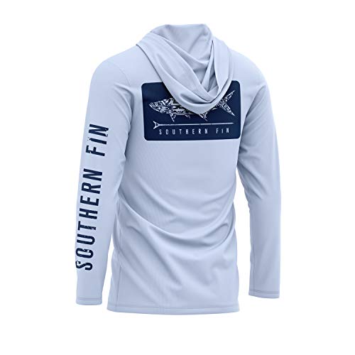 Performance Fishing Hoodie Shirt for Men Women UPF 50+ Lightweight with Hood - Arctic Blue, Medium