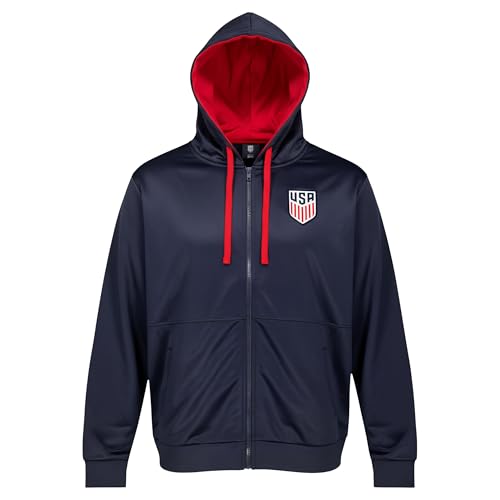 US Soccer USMNT Full Zip Hoodie - Unisex Adult Navy X-Large, Sideline Variation