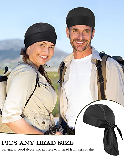 Foaincore 8 Pack Do Rags for Men Black Simple Style Outdoor Cycling Headwear