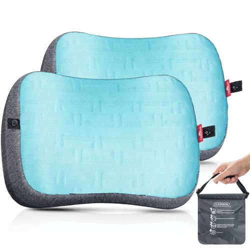 Hikenture Inflatable Beach Pillow 2-Pack with Removable Cover and Sandbag - Comfortable Neck Support for Beach Lounging