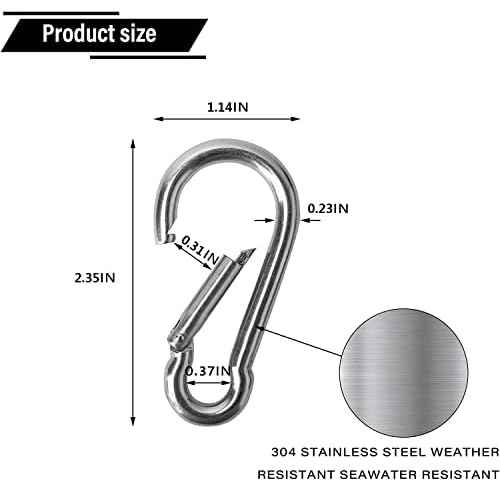 Large Spring Snap Hook Carabiner, 304 Stainless Steel Heavy Duty Carabiners Clip, Stainless Steel Spring Snaps Hooks Carabiners Outdoor