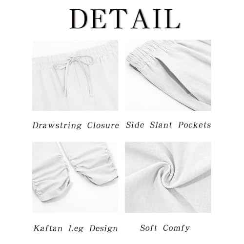 Runcati Mens Kaftan Thobe Pants Cotton Casual Elastic Waist Drawstring Muslim Trousers Summer Yoga Kurta Pants with Pockets