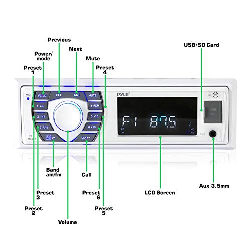 Marine Bluetooth Stereo Receiver - 300W In-Dash Boat Radio with LCD, USB, SD Card, FM, Remote - Variation of Receiver
