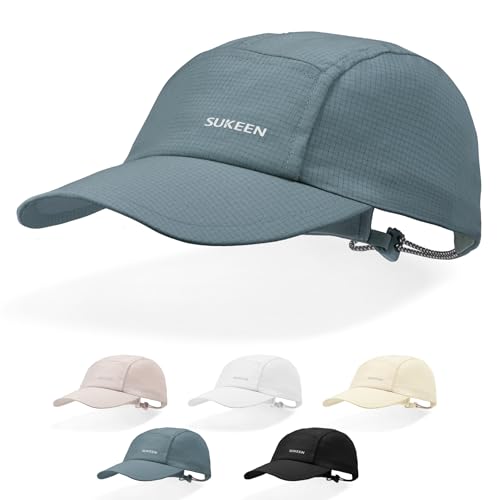 Sukeen Lightweight Sun Hat for Women Men,Quick Drying Baseball Cap UPF50+ Running Hats Foldable Sport Cap for Outdoor Daily