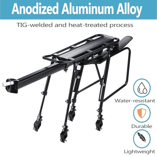 Rear Bike Rack with ExtendeMain Pole, 310 LB Capacity, Reflective, Quick Release, Universal Cargo Carrier