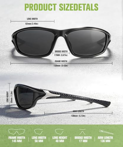 Polarized Sports Sunglasses for Men UV400 for Cycling Running Fishing