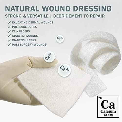 EVERLIT Calcium Alginate Wound Dressing | Gentle, Non-Stick Sterile Dressing Pad | Soft and Highly Absorbent Bandage with Soothing Gel Matrix (12" Rope | 5 Pack)