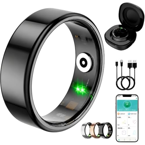 ZBNMY Smart Ring for Women & Men - Fitness Tracker with Heart Rate, Sleep, Steps, Waterproof, Black, Size 11