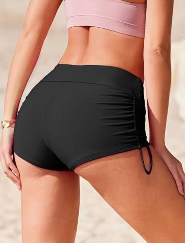 AI'MAGE Women's 3-Inch High Waist Swim Shorts Black Large