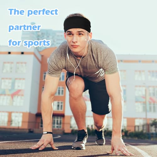 5 Pcs Cooling Workout Headbands, Running Headbands for Men, Sweat Bands Headband Men, Lightweight Moisture-Wicking Non-Slip Sweatband, 4-Way Stretch Breathable for Cycling, Basketball, Yoga, Fitness