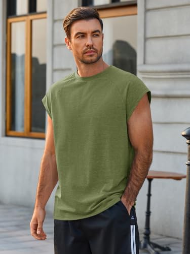 Men's Army Green XL Cap Sleeve Tank Top - Runcati Activewear