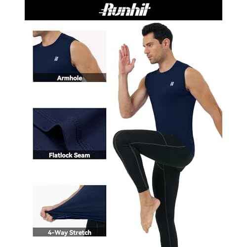 Runhit Sleeveless Compression Shirt Men Athletic Base Layer Shirts