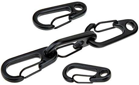 Mini Hanging Buckle, Uning Pack of 20Pcs Metal Spring Backpack Clasps Carabiners Hook EDC Keychain Fishing Camping Bottle Hooks Paracord Tactical Survival Gear (Black)