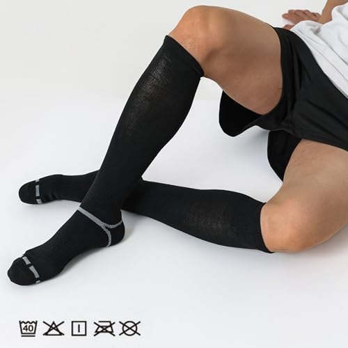 Medium Black Soccer Softball Baseball Socks 3 Pack for Youth & Adults