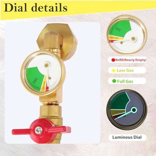 Propane Refill Adapter 20lb to 1lb with Valve and Gauge for QCC1 Type1 Tanks