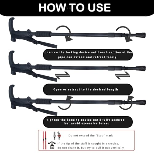 Black Aluminum Trekking Poles - Collapsible Hiking Poles for Outdoor Activities