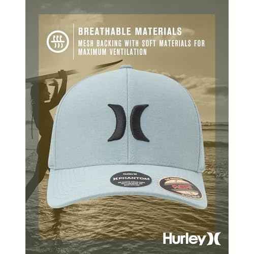 Hurley Men's Caps - Flexfit and Quick-Dry Phantom Curved Baseball Caps for Men - Classic Mens Trucker Hats (S-XL)