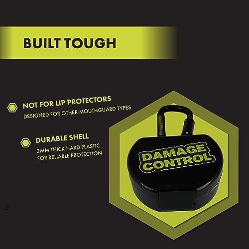 Ventilated Mouth Guard Case with Carabiner Clip - Black, Athletic Sports Gear