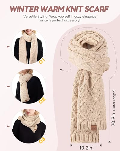 Oatmeal Womens Winter Hat Gloves Scarf Headband Set - 4 in 1 Warm Gift