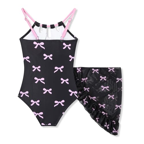 Girls One-Piece Swimsuit with Mesh Cover-Up and Adjustable Straps - Sizes 6-14Y