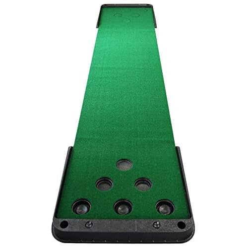 Fitvids Golf Pong Game Set, Putting Mat Indoor & Outdoor Golf Putters, 12 Hole Covers Putting Green Practice Training Aid Gifts for Home, Office, Backyard