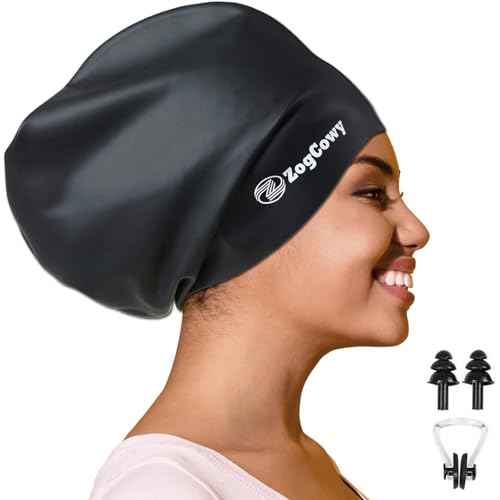 Women Extra Large Swim Cap for Braids and Dreadlocks, Silicone Keep Hair Dry Swimming Caps for Long Hair Extensions Weaves, Waterproof Bath Pool Shower Cap 1-3 Pack