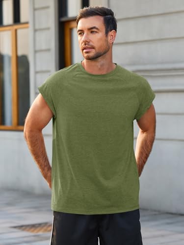 Men's Army Green XL Cap Sleeve Tank Top - Runcati Activewear