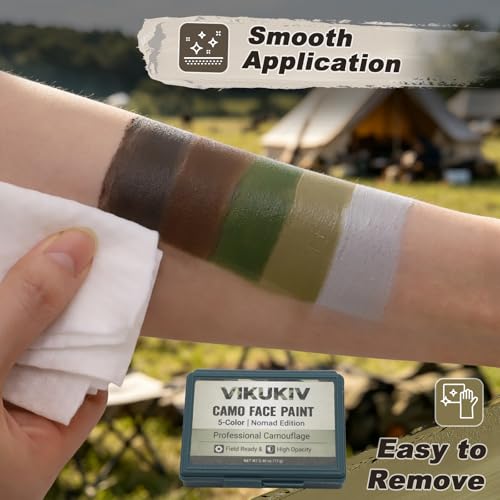 VIKUKIV 5-Color Nomad Edition All-Weather Camo Face Paint Kit for Hunting & Outdoor Camouflage