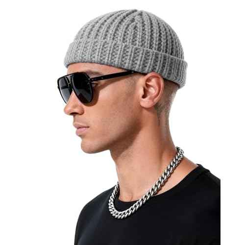 Fisherman Beanie Mens Winter Hat - Stretch Fit Skull Cap Warm Knit Hats for Skiing, Hiking, Camping