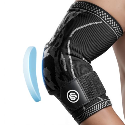Elbow Compression Sleeve for Tendonitis, Bursitis Elbow Pad Brace ? Elbow Brace with Side Springs & Foam Padding for Olecranon Joint Pain, Arthritis, Bursa Protection, Men & Women(Black, X-Large)