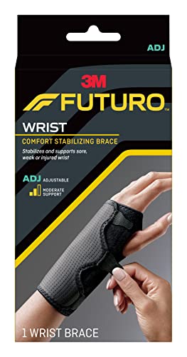 FUTURO Comfort Stabilizing Wrist Brace 10770ENR - Adjustable, Black & Gray, 1 Pack