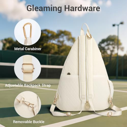 Chic Quilted Pickleball Sling Bag for Women - Beige, Waterproof & Lightweight