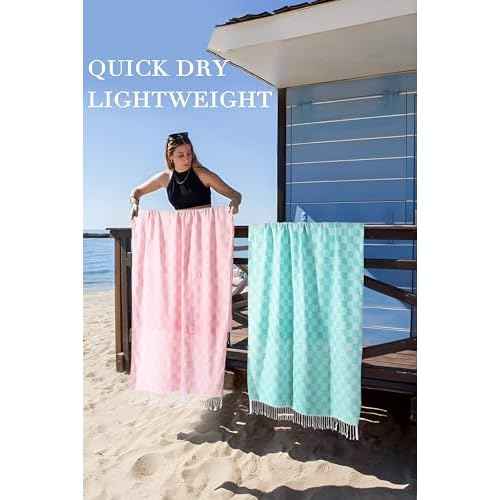 Travel Vacation Essentials Turkish Beach Towel Bath Towels Quick Dry Sand Free Oversized Bath Pool Swim Extra Large XL Blanket Adult Travel Cruise Accessories Must Haves Clearance Stuff Necessities