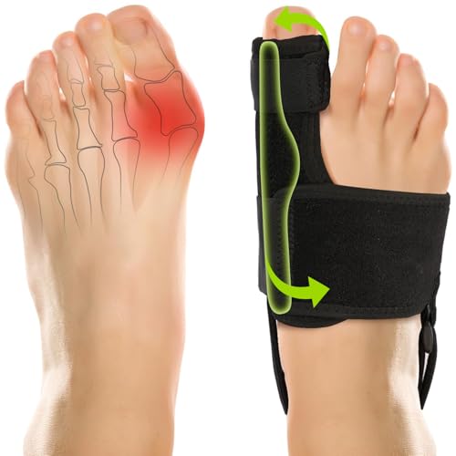 Adjustable Bunion Corrector for Women and Men: Orthopedic Bunion Splint Pain Relief for Day/Night Support (2PC) (Black-1)